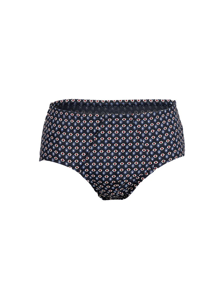 Slip homme ouvert en coton imprimé bleu