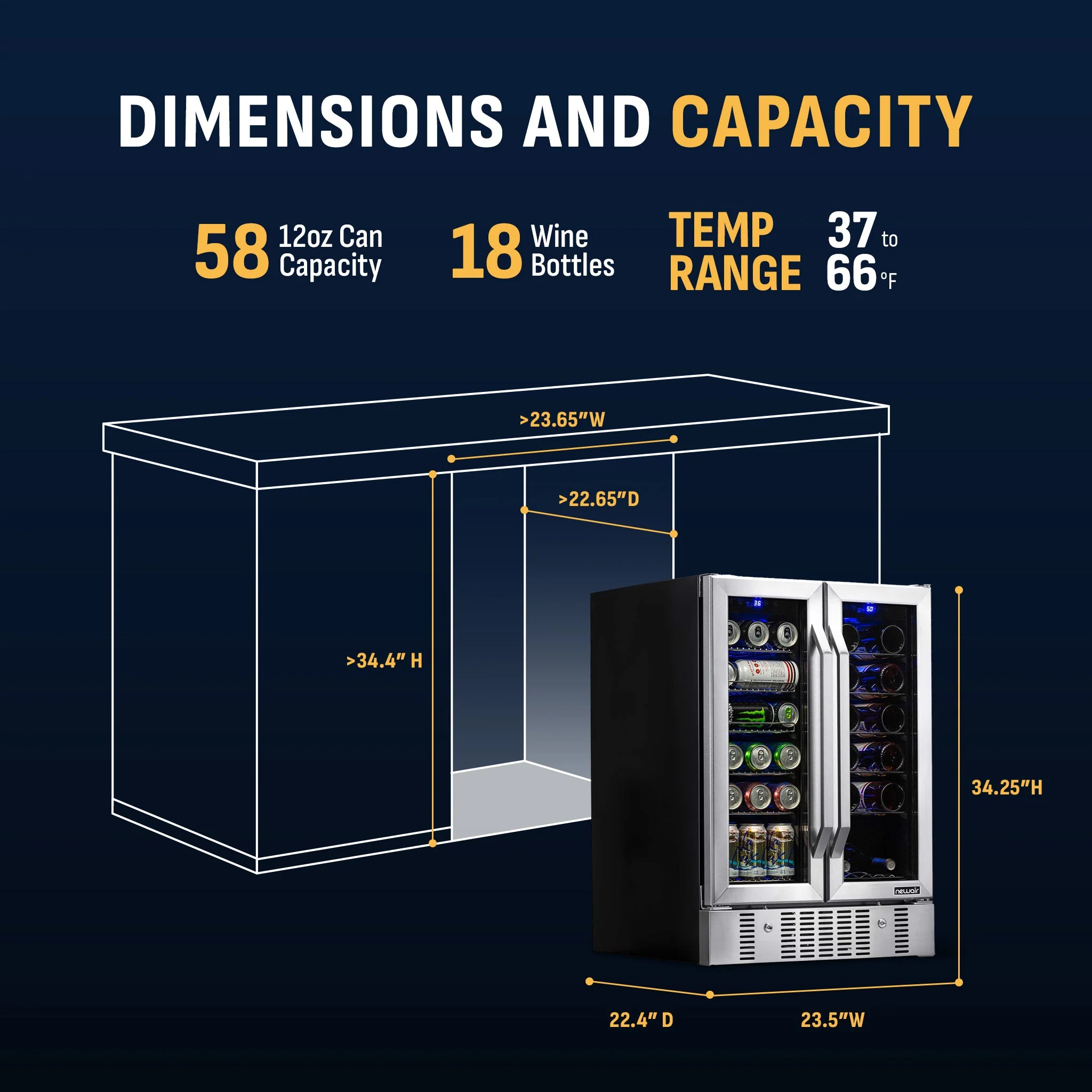 Newair 24” Dual Zone Wine and Beverage Fridge in Stainless Steel