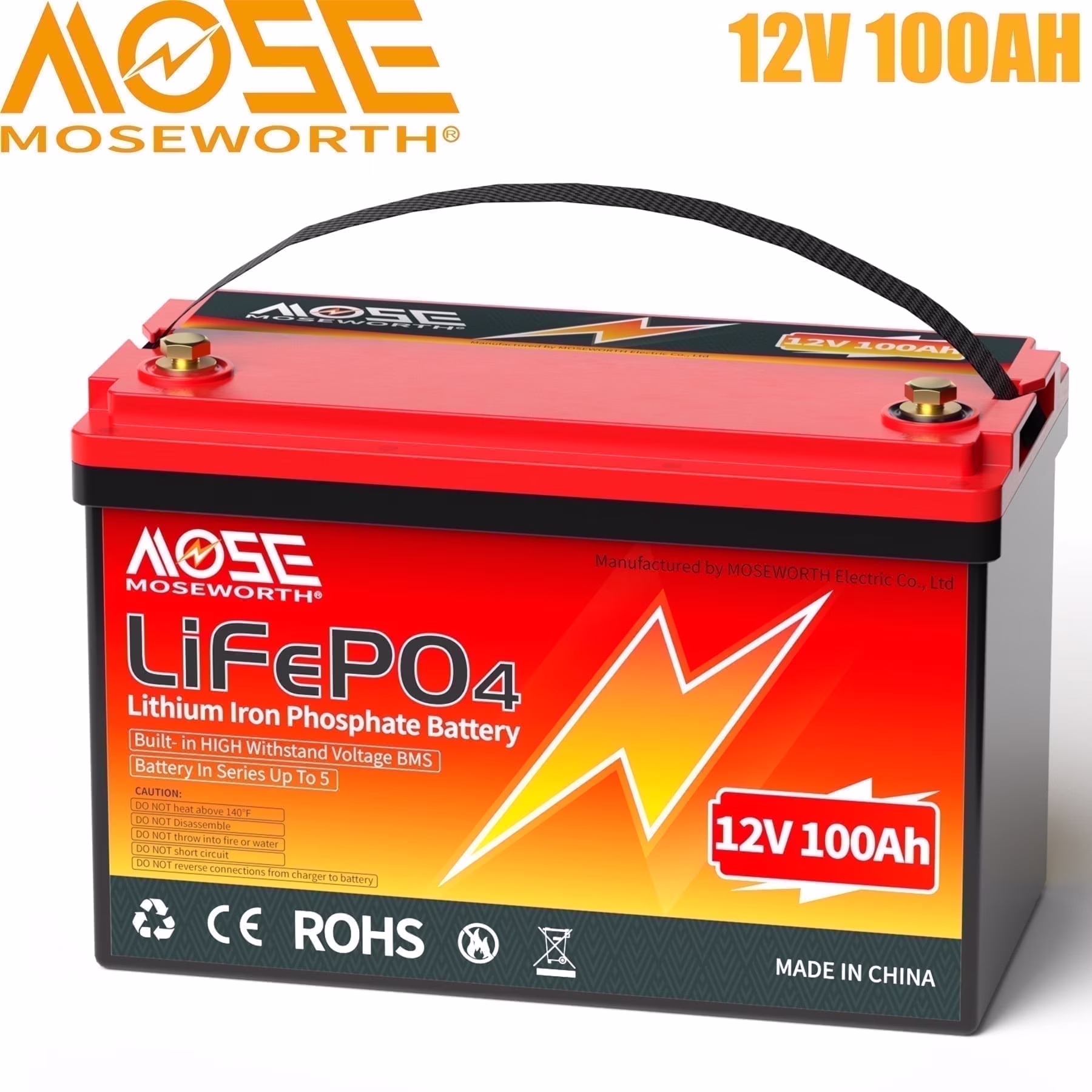 12V 100Ah LiFePO4 Battery, Lithium Battery for RV,Solar,Marine,Trolling Motor,Backup Power,15000+Deep Cycles,100A BMS,Group 31 Battery(1Pack)