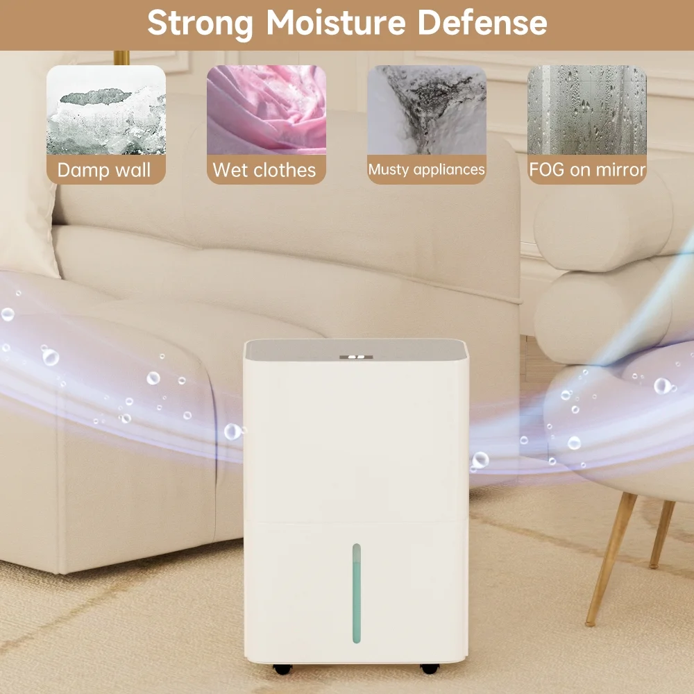 Dehumidifiers for Home, 2500 Sq.Ft with Drain Hose Max 26 Pints, Dehumidifier for Basement, Bathroom, Bedroom, Three Modes, Intelligent Humidity Control, Dry Clothes, 24HR Timer - Image 7