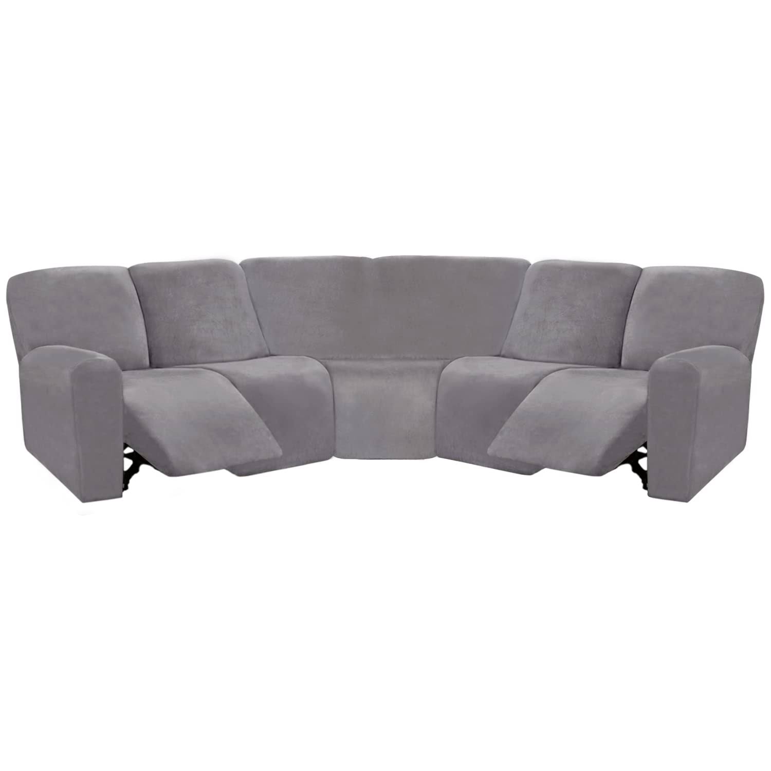ULTICOR 7-Piece L Shape Sectional Recliner Sofa Covers, Velvet Stretch Reclining Couch Covers for Reclining L Shape Sofa, Thick, Soft, Washable