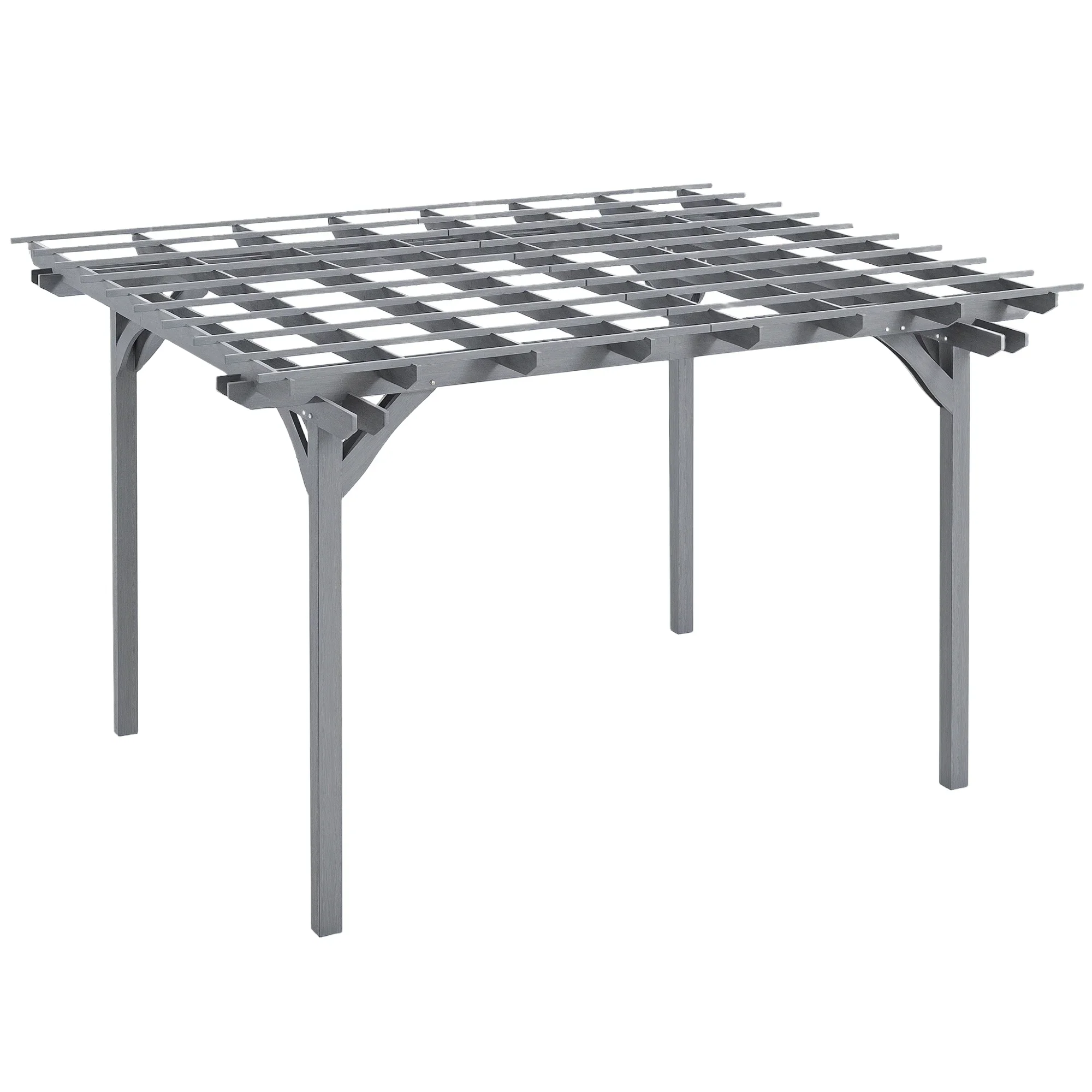 Outsunny 12' x 10' Wooden Pergola Grape Trellis, Outdoor Gazebo for Garden, Patio, Backyard, Deck, Gray