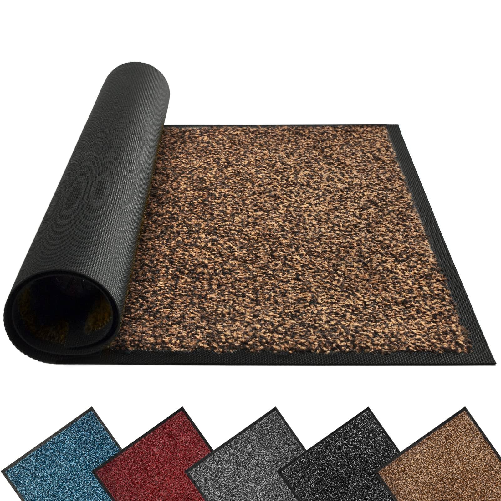 Mibao Dirt Trapper Door Mat for Indoor&Outdoor, 20 x 32, Brown Black,Washable Barrier Door Mat, Heavy Duty Non-Slip Entrance Rug