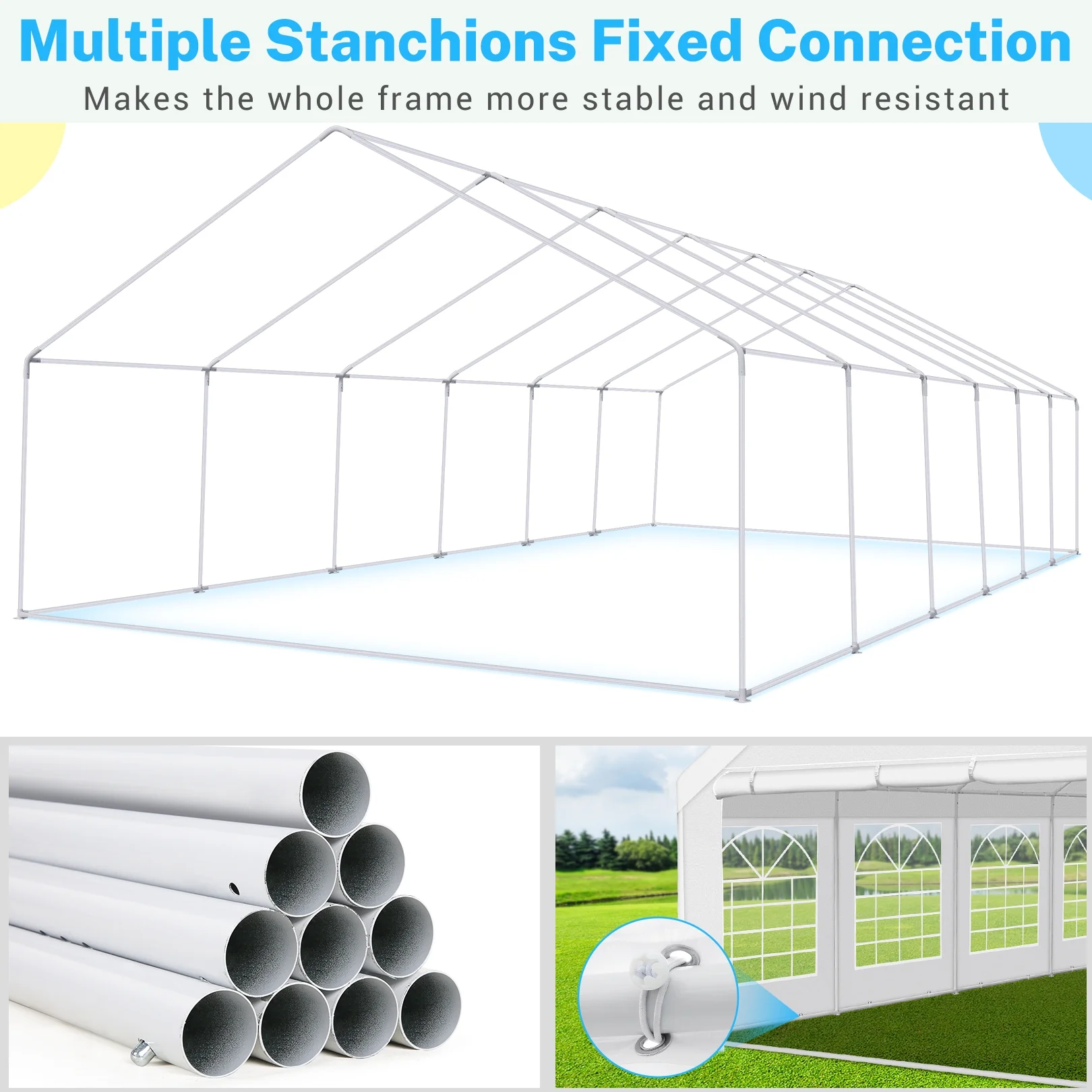 20'x 40' Large Heavy Duty Outdoor Canopy Party Tent Carport, Upgraded Wedding Event Shelter Gazebo with 8 Removable Sidewalls, Big Tent for Birthday Party, Outdoor Event, Wedding, White(20 x 40/White(WIth a six-month warranty)) - Image 5