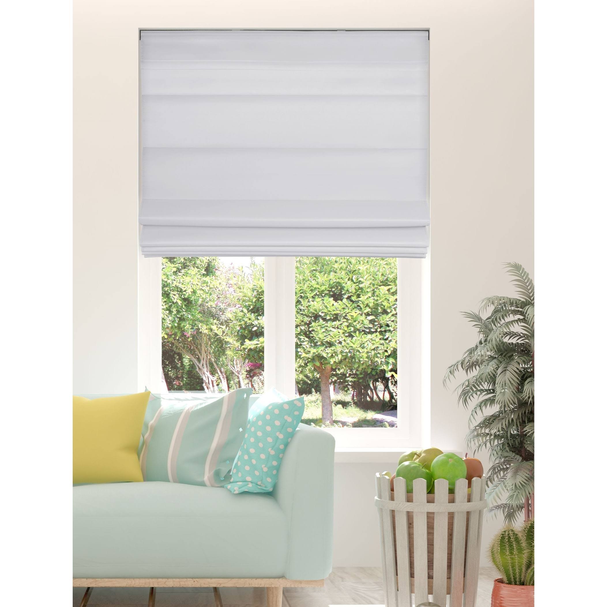 Arlo Blinds White Cordless Bottom Up Light Filtering with Backing Fabric Roman Shades 24 in. W x 60 in. L