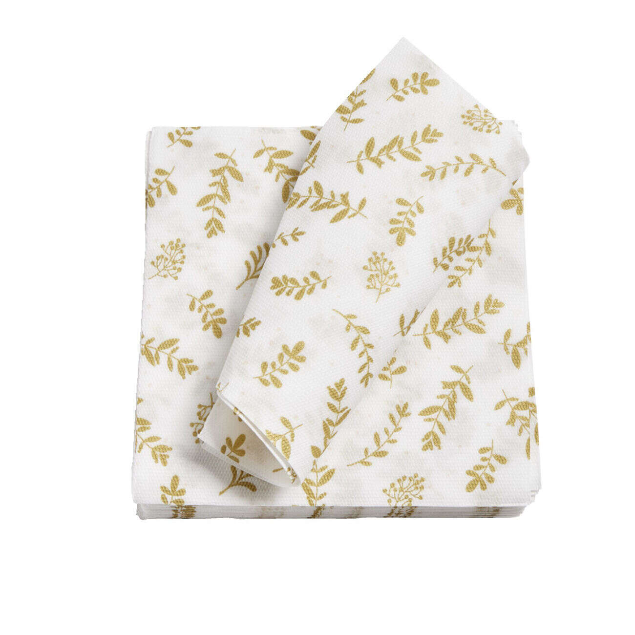 Lot de 20 serviettes en papier blanc motif confetti doré 40x40cm