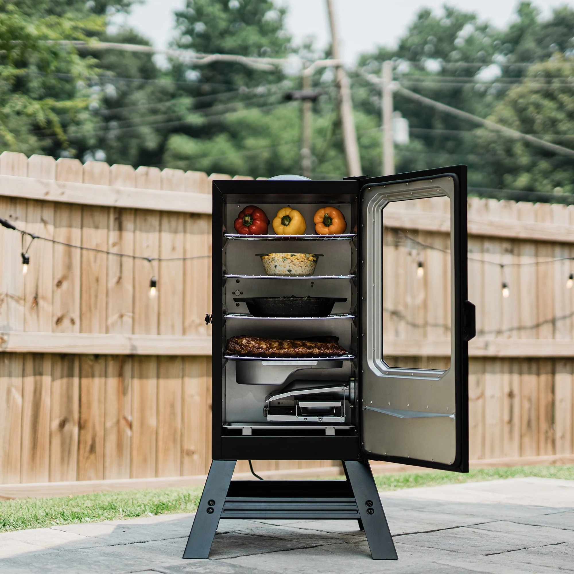 30-inch Digital Electric Smoker with Window and Legs(Black) - Image 9