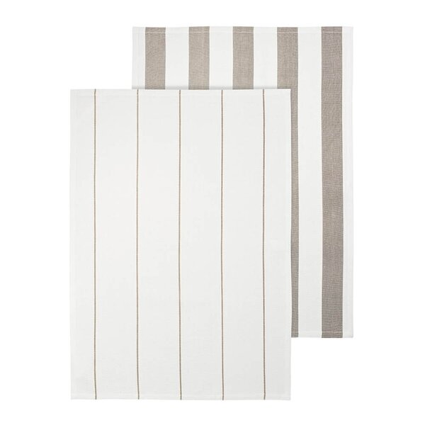 Taulo kjøkkenhåndkle 70x50 cm 2 stk hvit/beige stripet