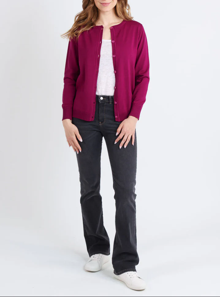 Cardigan femme en laine mérinos violet