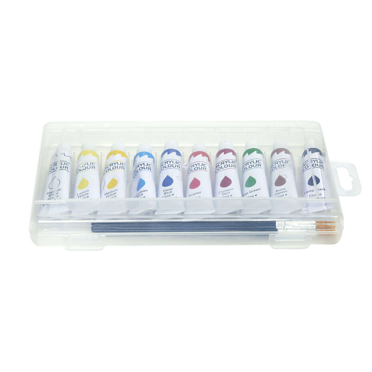 Boîte peinture acrylique 10 tubes 16ml avec 2 pinceaux