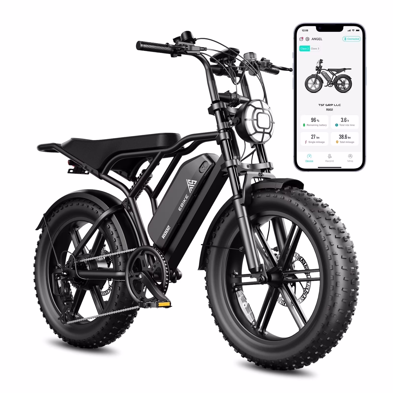 Electric Bike for Adults, 750W Peak 1500W Motor, 20"x4" Fat Tire, E Mountain Bike, 48V/15AH UL2849(R004-15AH-Black(Walmart exclusive))