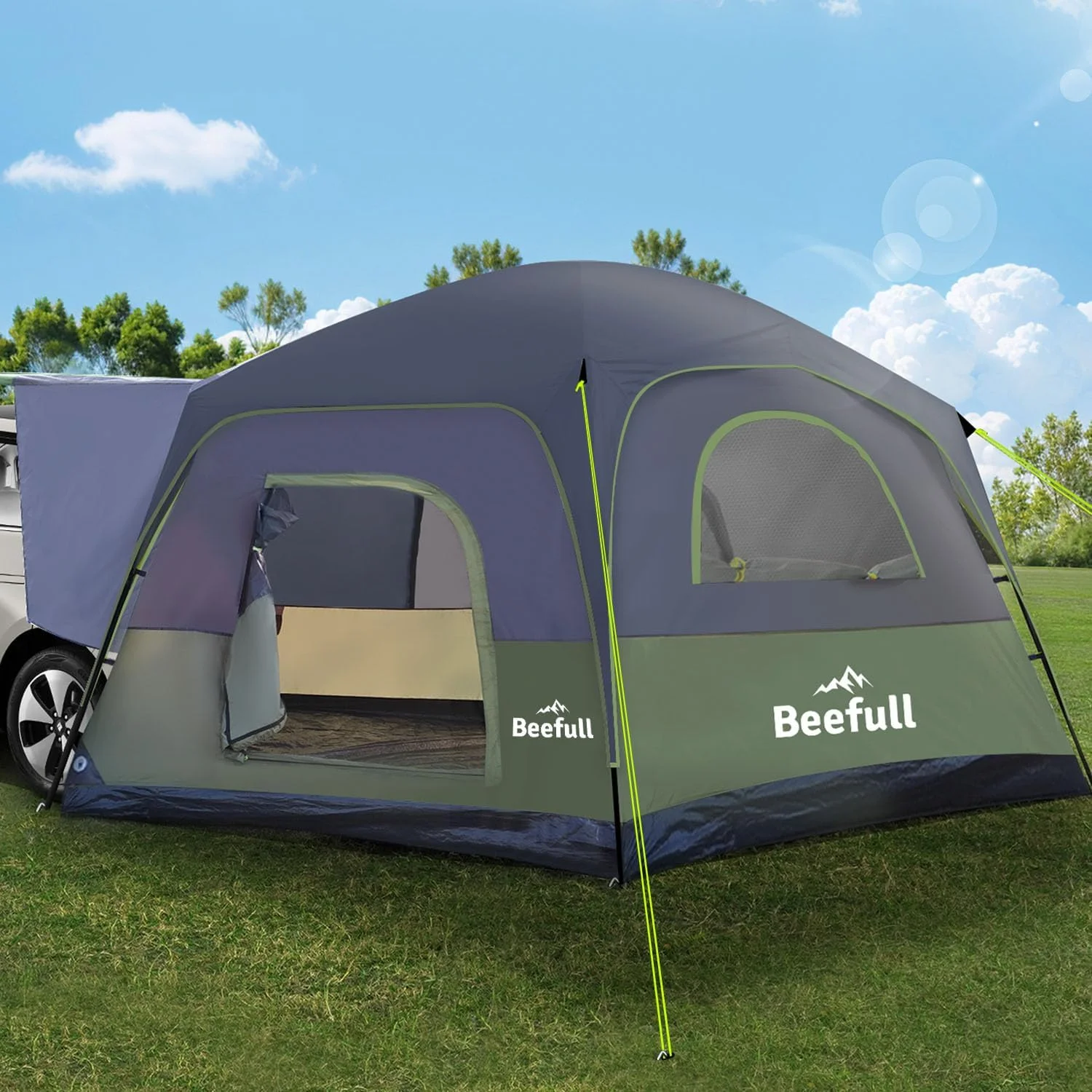 SUV Tent Instant Tent with 10 - Minute Setup, 6/8/10 Person Car Camping Tent with Waterproof Pu2000mm, Double Layer Design with Pre - Attached Poles