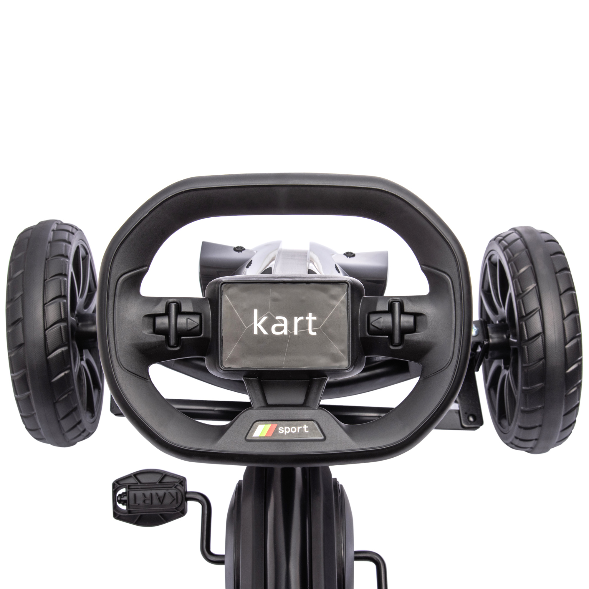 HOMCOM Go-Kart Kinderrijtuig met Verstelbare Zitting, Trapvoertuig, Trapauto met Handrem, 3-8 Jaar, Buiten, Zwart