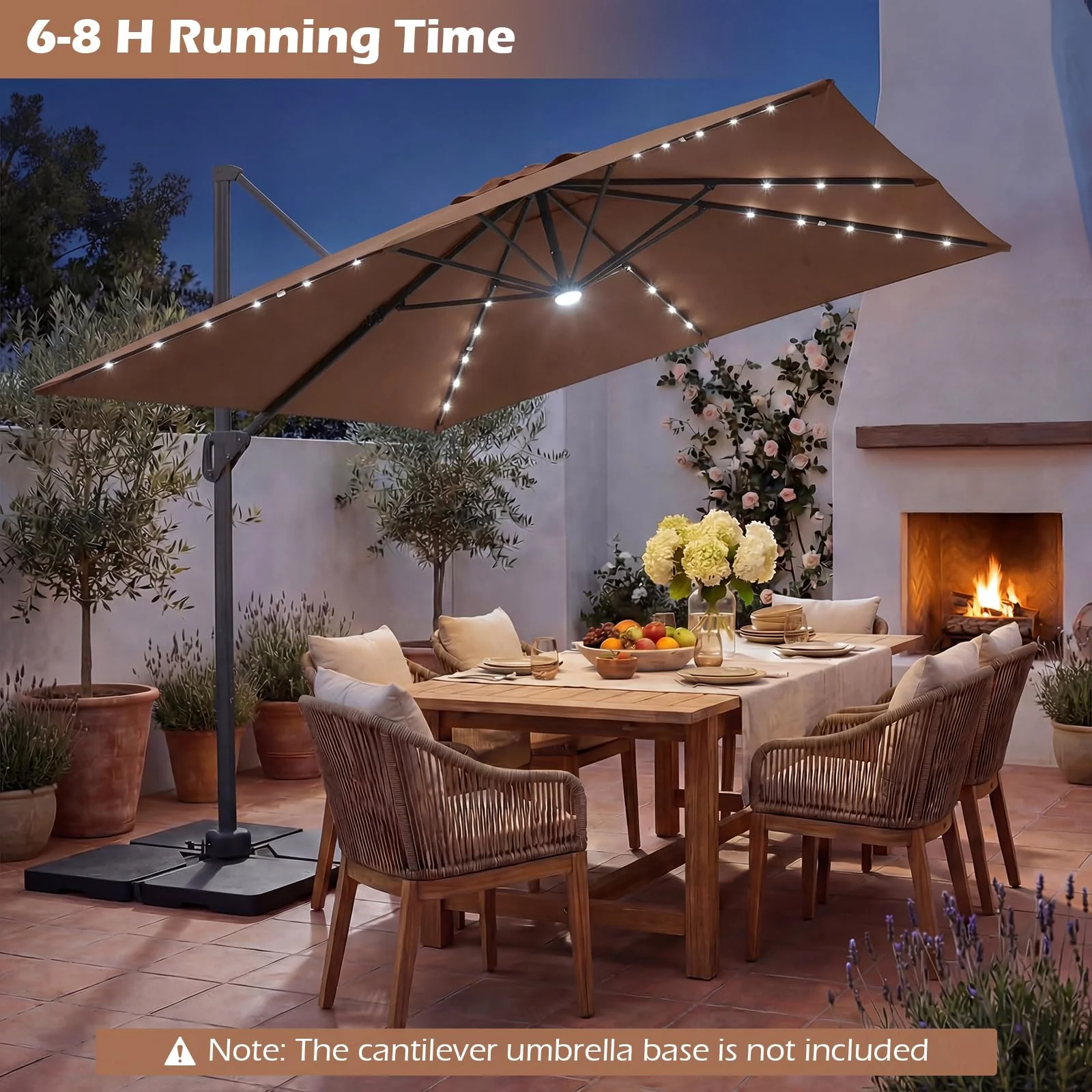 Tangkula 10ft Offset Cantilever Outdoor Umbrella 32 LED Lights