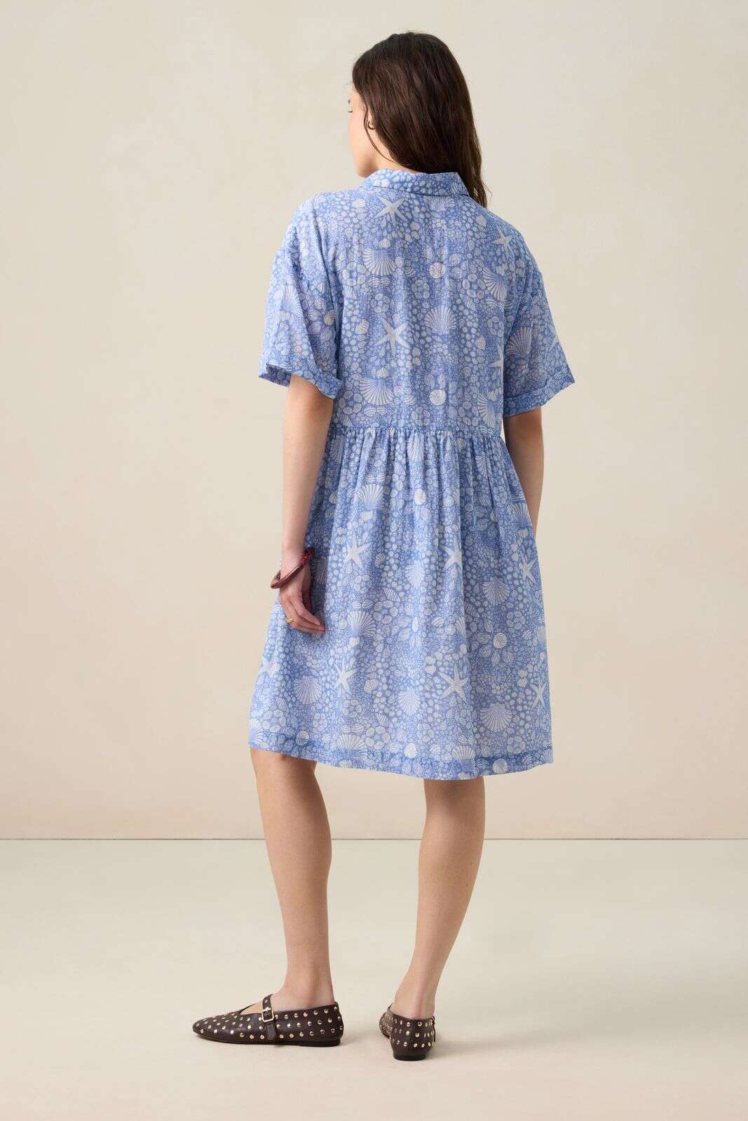 Blauwe jurk met print