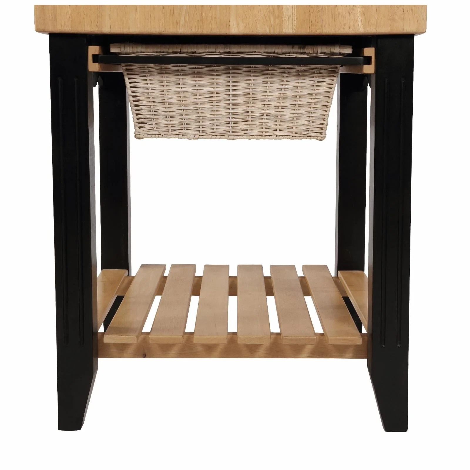 Kolton Square Kitchen Island, Black and Natural with Butcher Block Top(Black and Natural with Butcher Block Top) Image 4