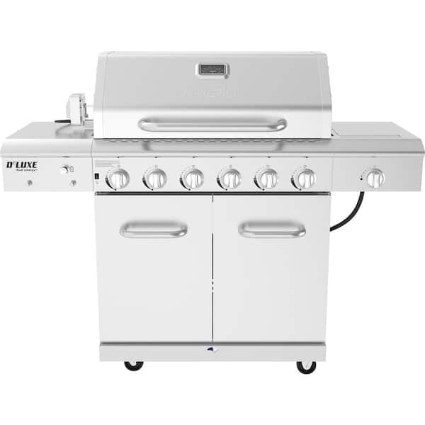 6 - Burner Propane Gas Grill in Stainless Steel with Ceramic Searing Side Burner and Rotisserie Kit