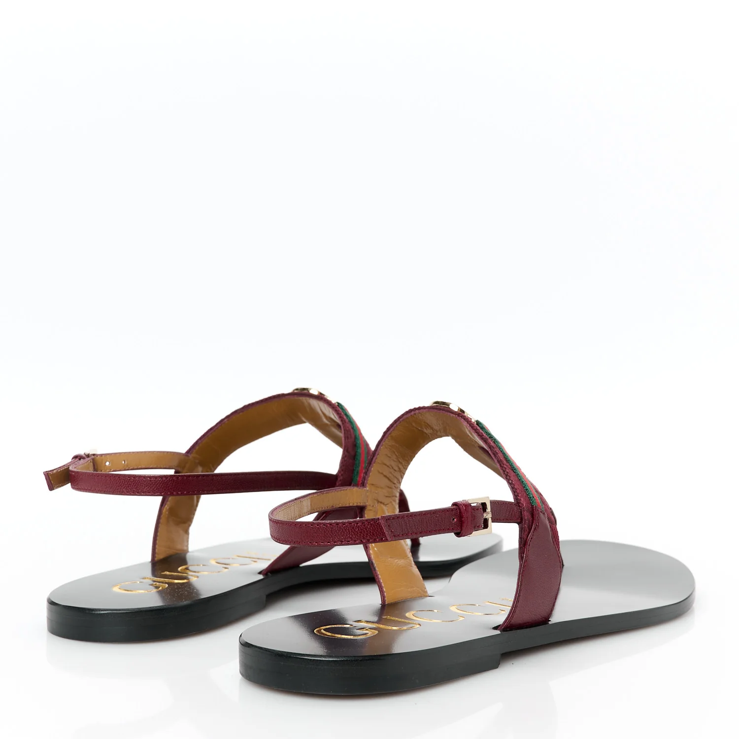 New Canvas GG Malaga Kid Web Interlocking G Womens Thong Sandals 40.5 Rosso Ancora