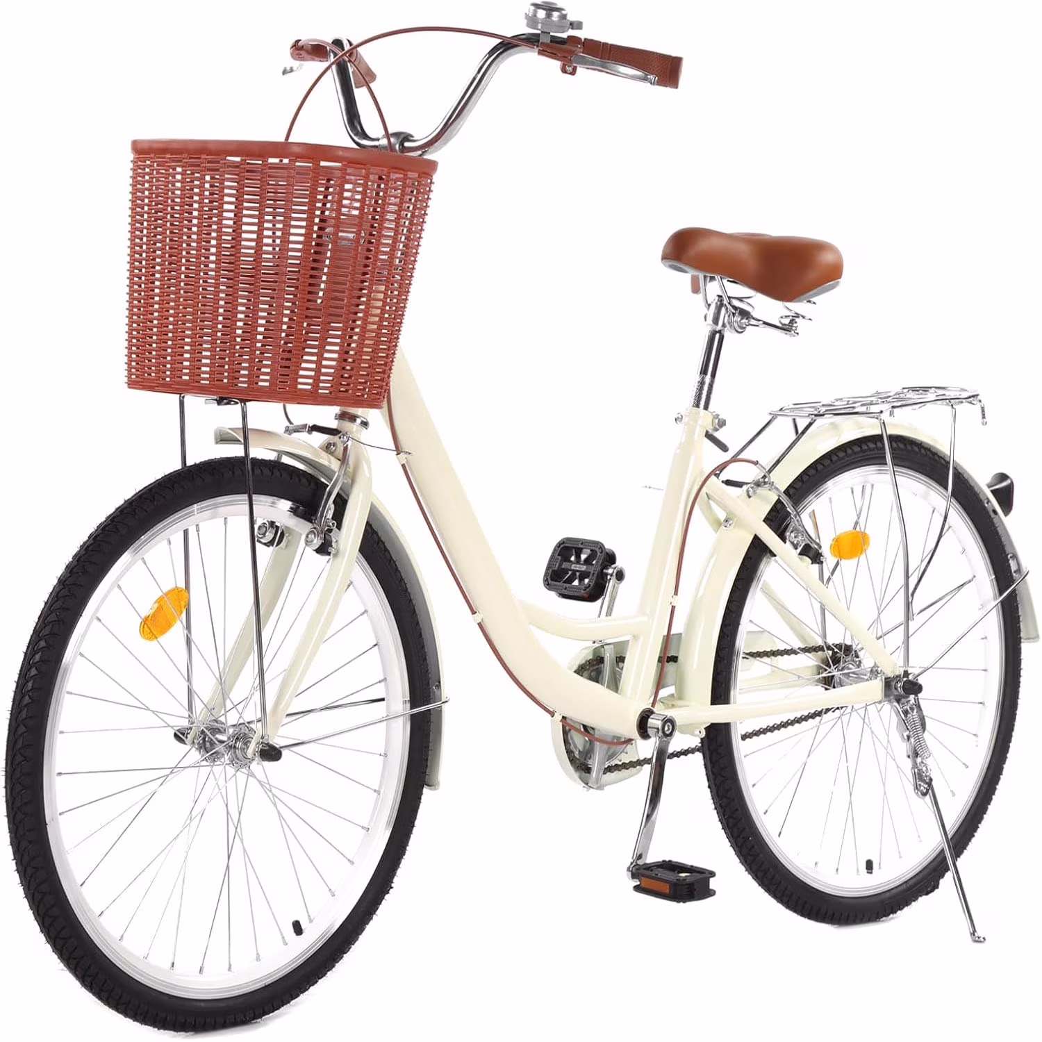 Studyset 24 - 26 in Cruiser Bike for Women with Adjustable Seat, 24 & 26 in Women'S Beach Cruiser Bike Beach Womens Bike with Basket 1 Speed, Step Through Bikes, Commuter Bicycle Women Adult