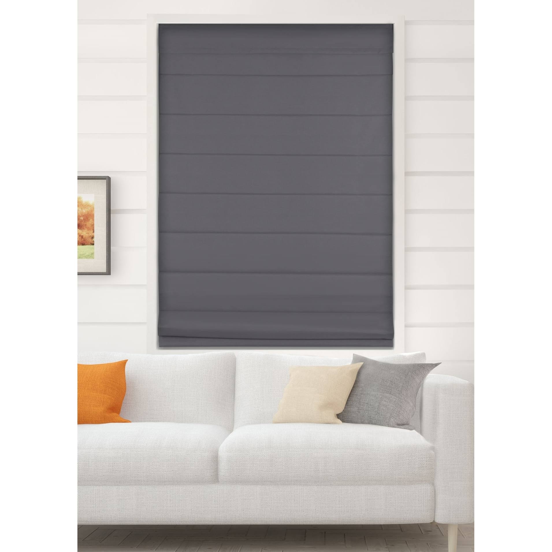 Arlo Blinds Graphite Room Darkening Cordless Lift Fabric Roman Shades - 24