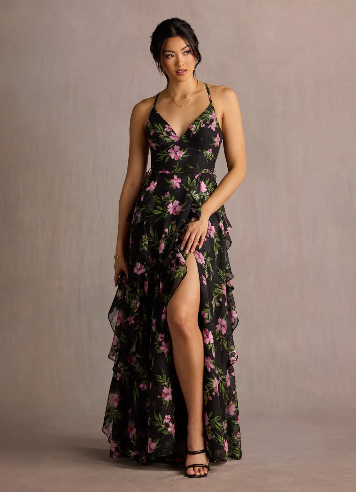 Megan Black Multi Floral Maxi Dress