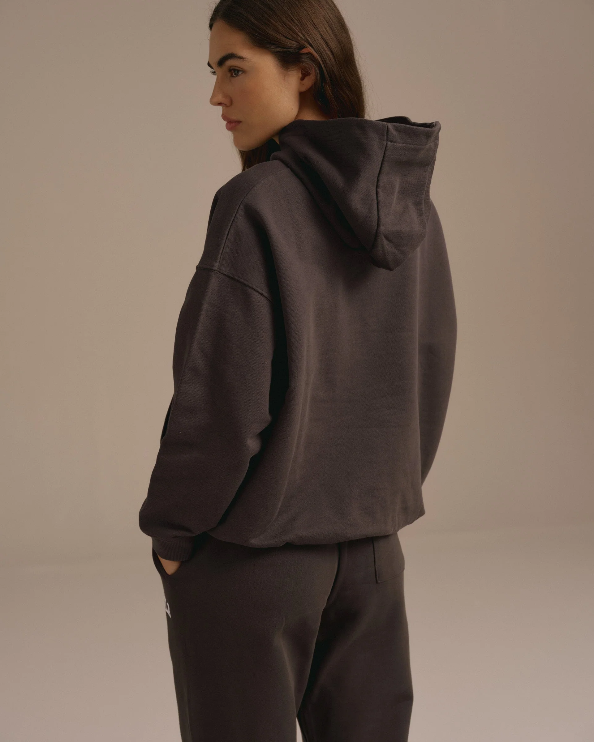 Varsity Oversized Hoodie - Washed Coffee Bean