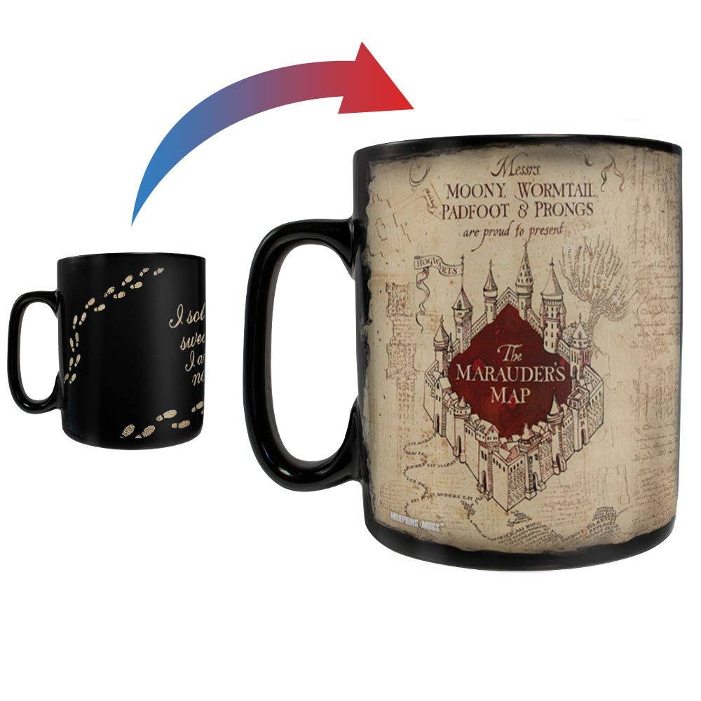 Morphing Mugs Harry Potter - Marauder's Map - I Solemnly Swear ÿ 16 oz Large Ceramic Heat Sensitive Clue Mug ÿ Full Image Revealed When Hot Liquid
