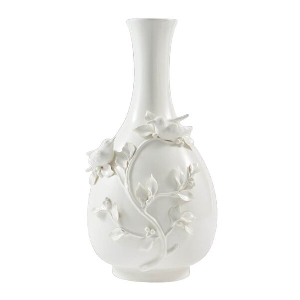 Rijks vase 60 cm 3D-fugler hvit