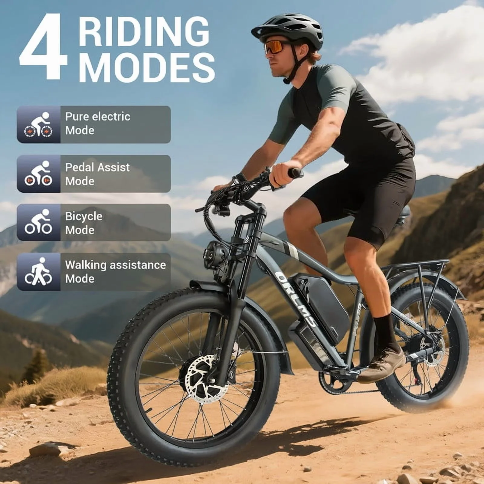 3000W(Peak)Motor 190NM Electric Bike MX500 for Adults,with 52V25Ah Battery e bicycles,24" Fat Tire All-Terrain Electric Bicycle for Adult, Max 37MPH Ebike,7-Speed UL2849(gold) - Image 9