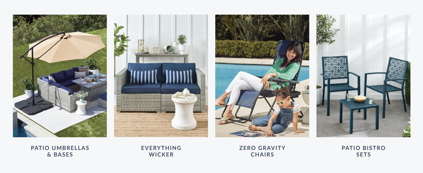 Best Choice Products BCP Patio Umbrellas and Bases Bistro Sets Wicker Zero Gravity Chairs