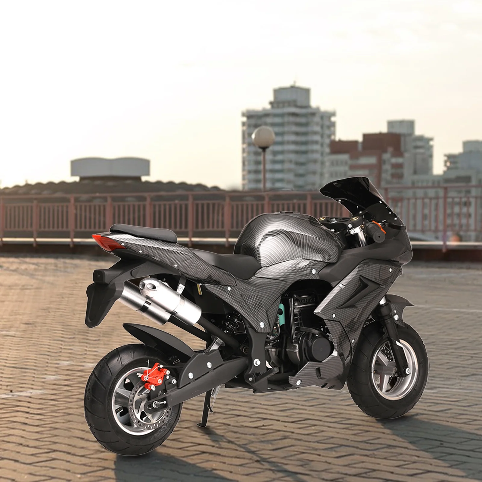 Kids Dirt Bike, 49cc 2-Stroke Gas Power Motorcycle Off Road Mini Motorcycle Children Pocket Motocross with Front Rear Disc Brakes and Dual Headlights Racing Max Speed 25MPH(Black) - Image 6
