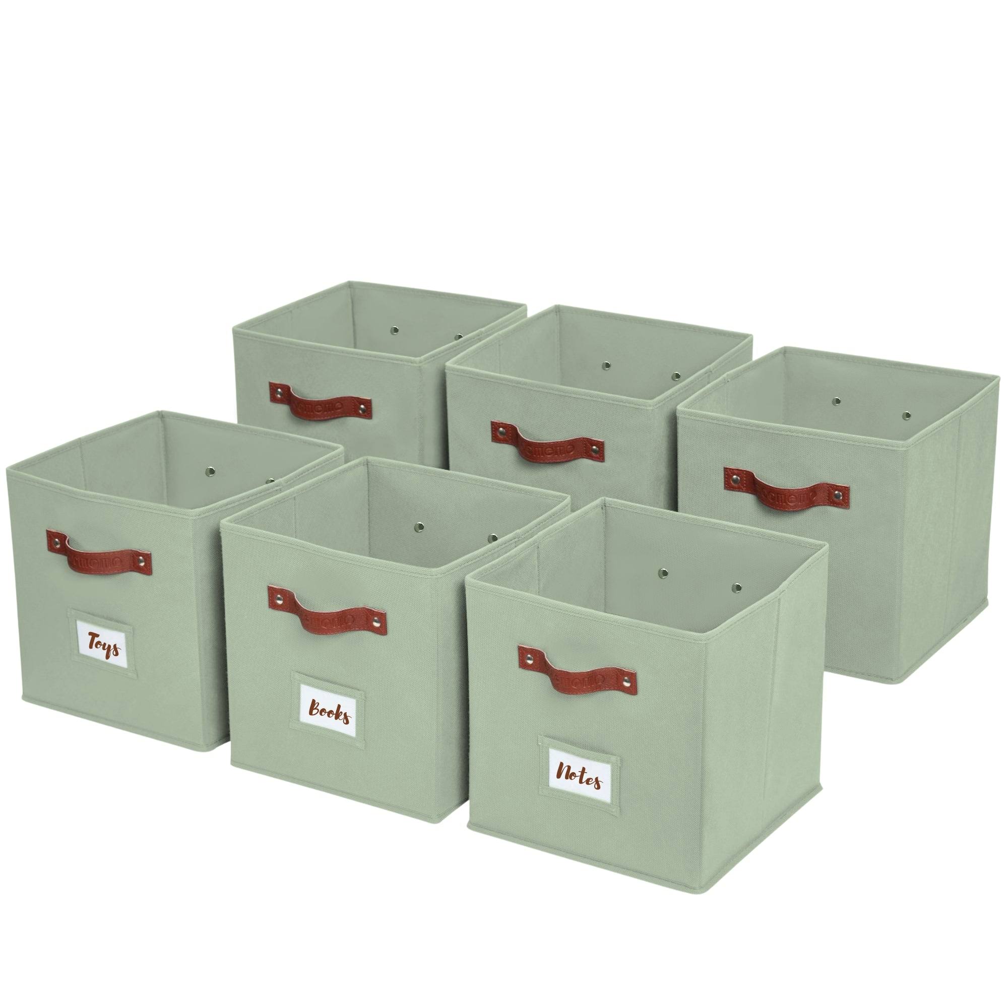 DECOMOMO Fabric Storage Cubes Closet Organizer Cubby Bins with Handles, Size: 10.5�� x 10.5�� x 11��, Green