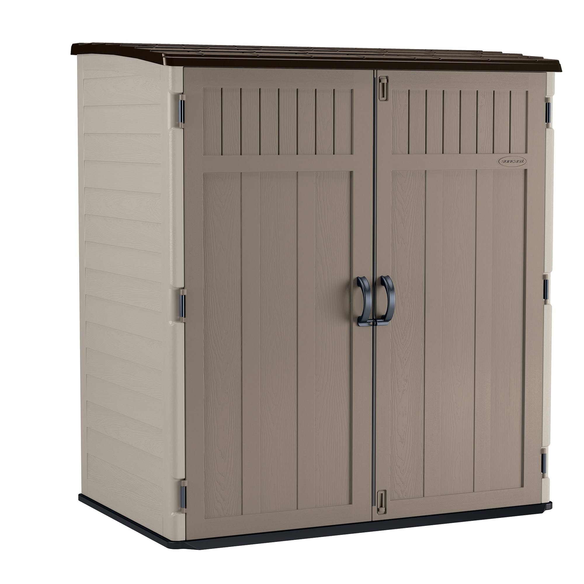Suncast 5 ft. 10.5 in. x 3 ft. 8.25 in. x 6 ft. 5.5 in. XL Vertical Storage Shed, Beige