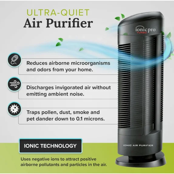 Ionic Pro Turbo (TA550) Ionic Air Purifier Tower for Home, Quiet Ionic Filterless Design, Covers Up to 500 Sq. Ft., Removes Odors, Smoke, Dust, and Allergens - Image 5