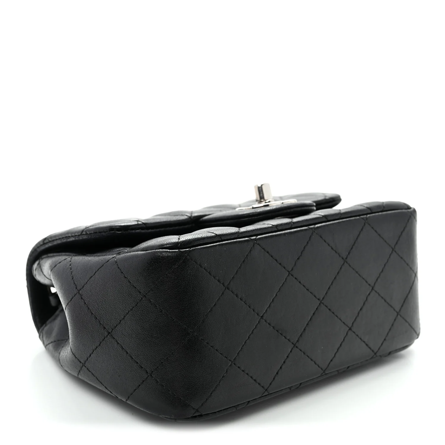 Lambskin Quilted Mini Square Flap Black