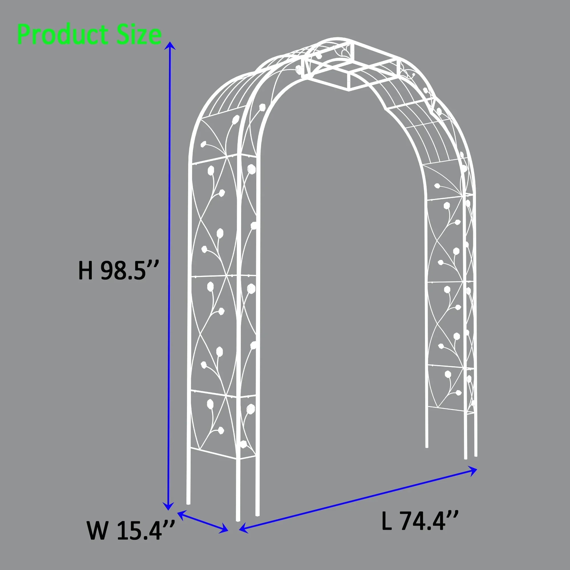 Aukfa Metal Garden Arch, Garden Arbor Trellis Climbing Plants Wedding Arch,74.4 x 98.4, White