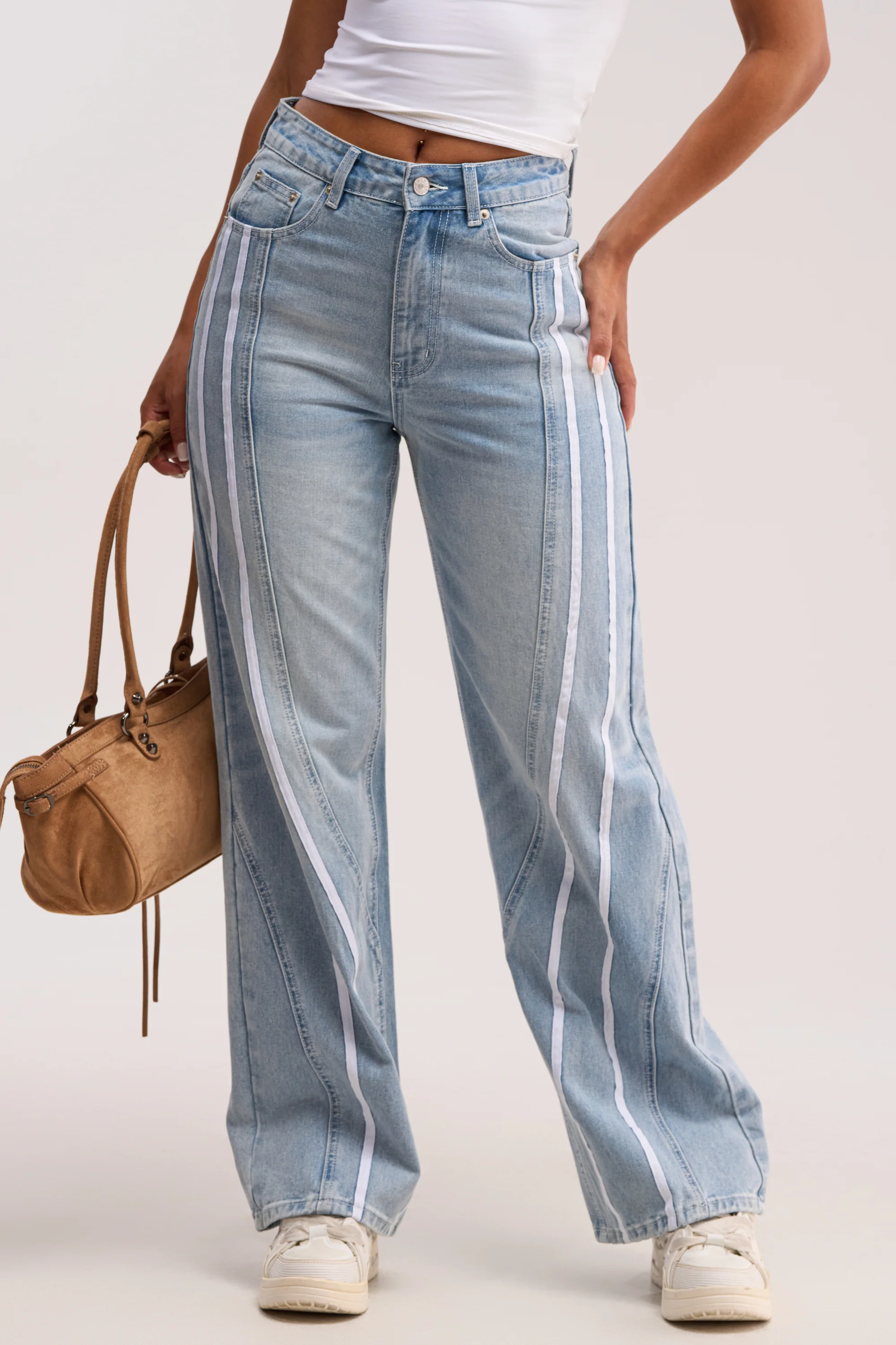 SHE IS A RUNNER DENIM TRACK PANT - Akira Store