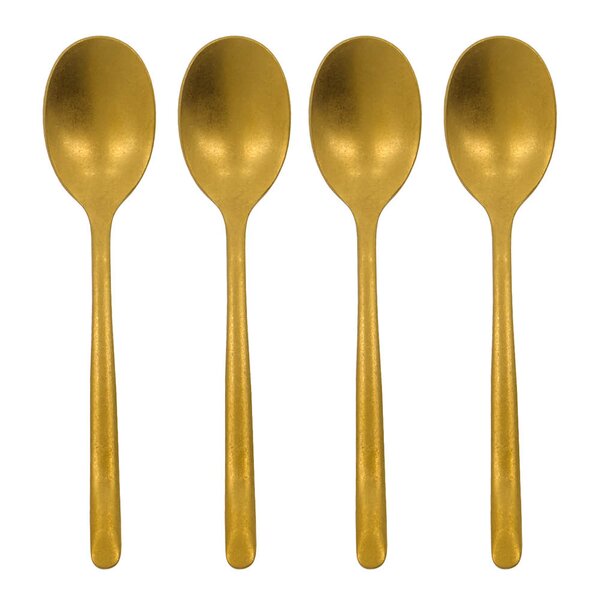 Teskje 14 cm 4 stk antikk gullfinish