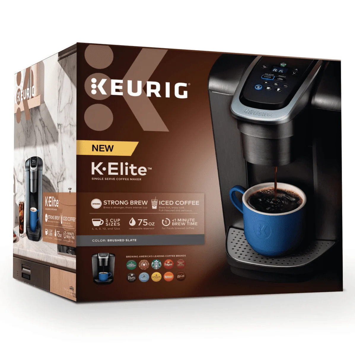 Keurig K - Elite Single - Serve K - Cup Pod Coffee Maker, Brushed Slate