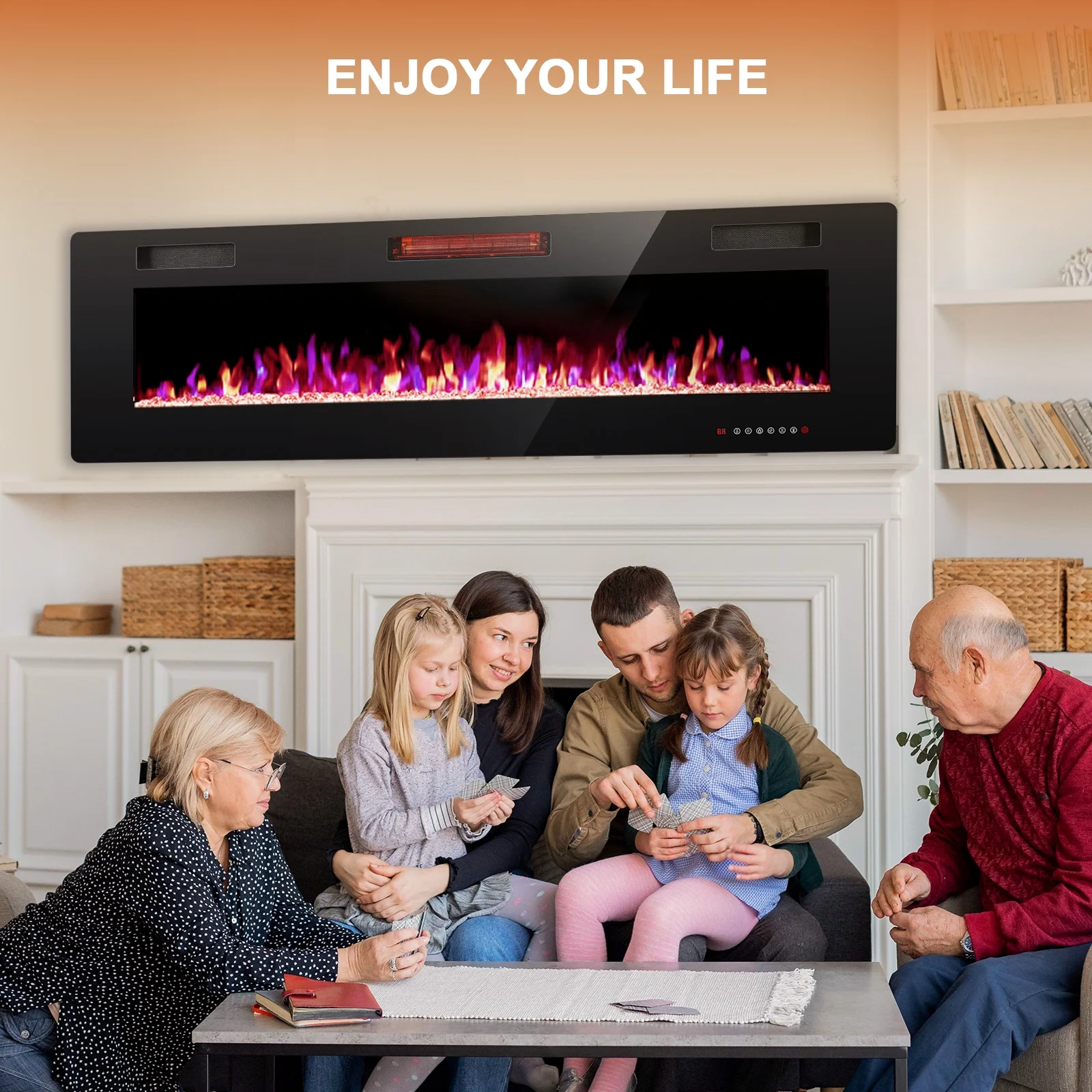 60�� Indoor Electric Fireplace Ultra Thin Fireplace, Wall Mounted Recessed Fireplace with Multiple Colors(60 in) - Image 4
