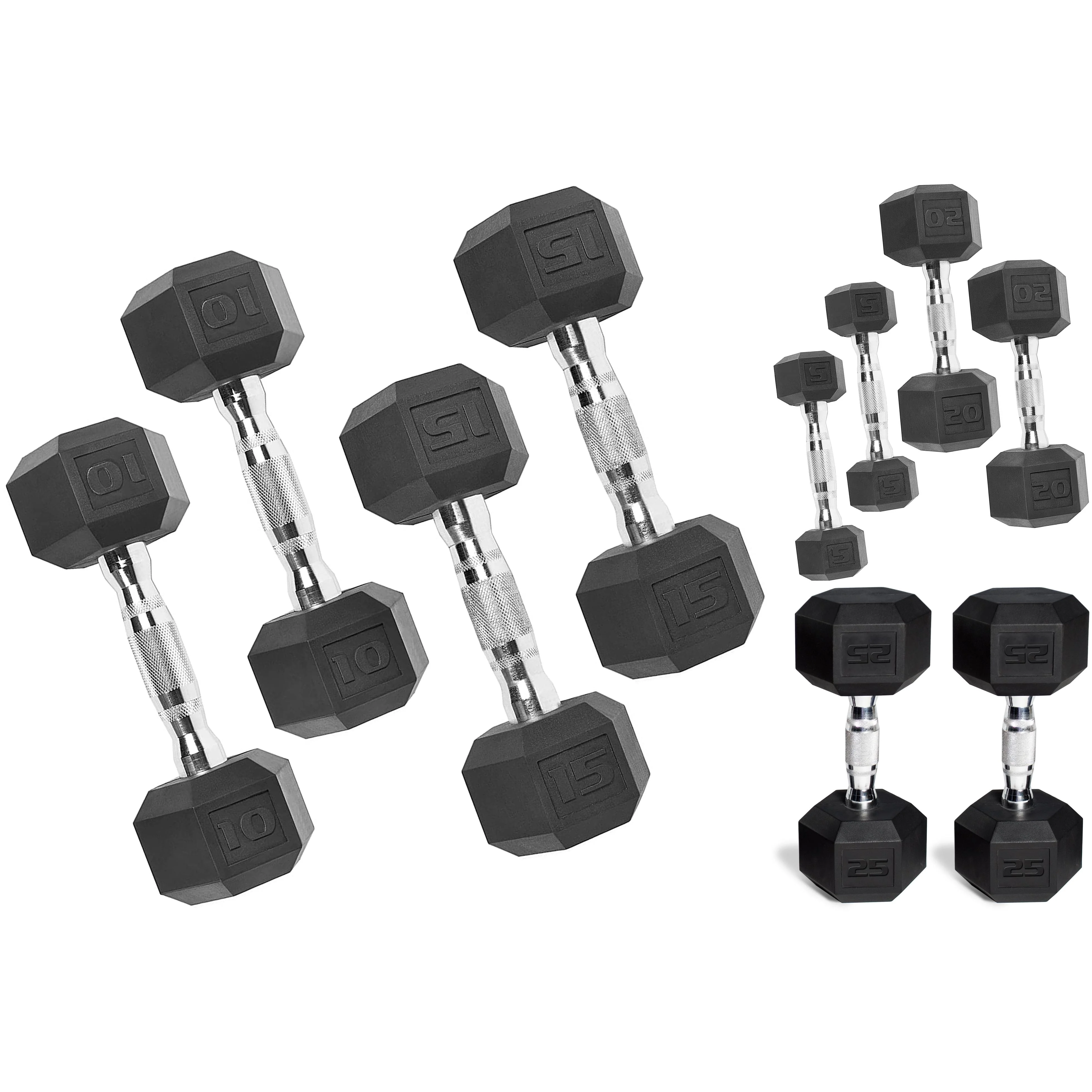 150lb Rubber Hex Dumbbell Set(150 LB Set) - Image 2