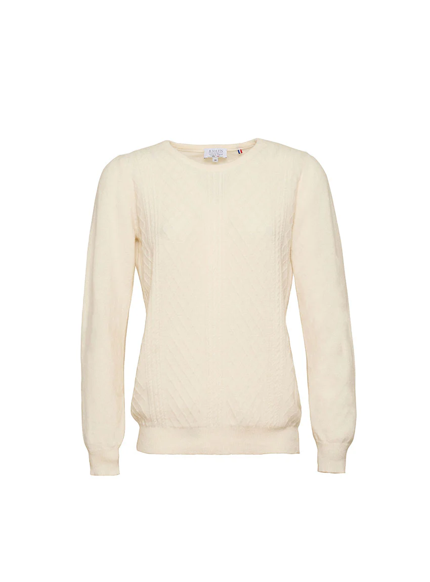 Pull femme cachemire et laine blanc crème