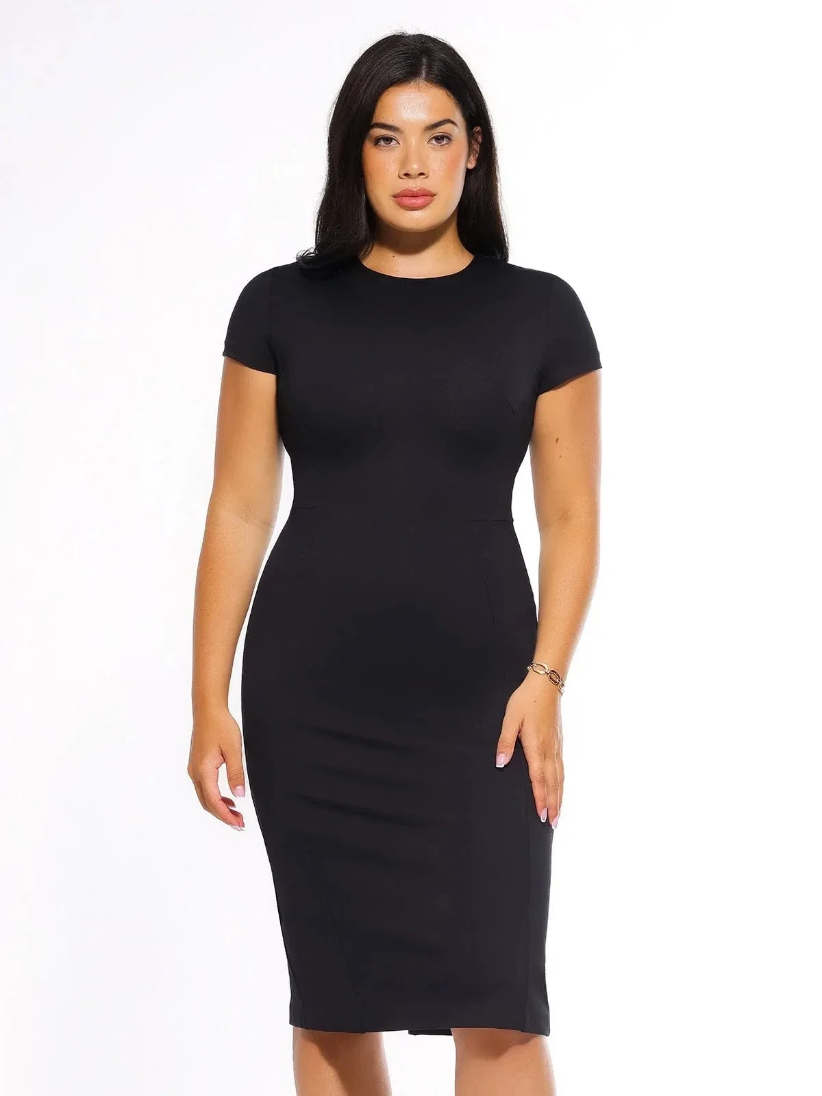 SculptWear Short Sleeve Fitted Sheath Dress