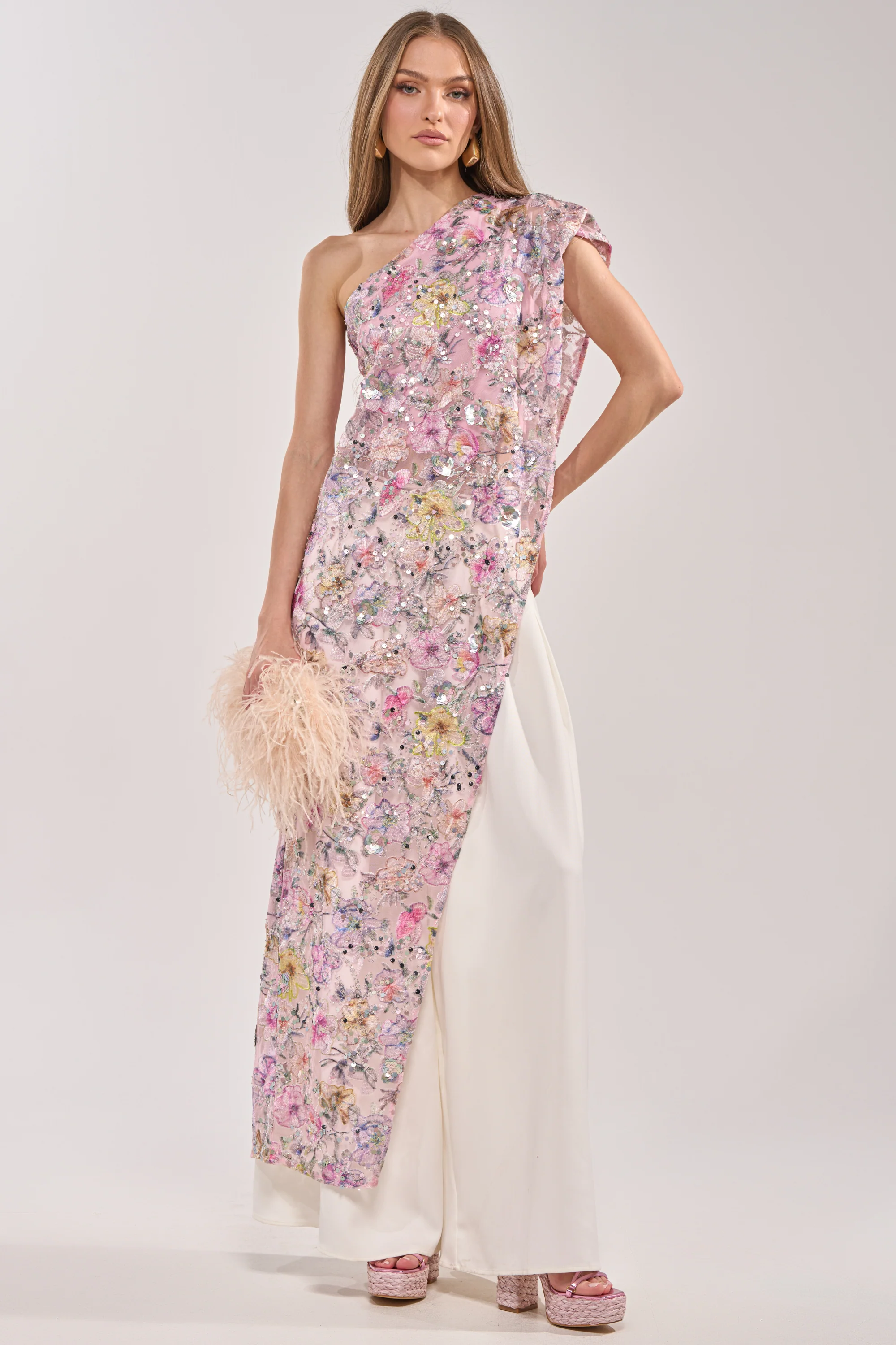 TRINA FLORAL ELONGATED SINGLE SHOULDER TOP - Akira Store