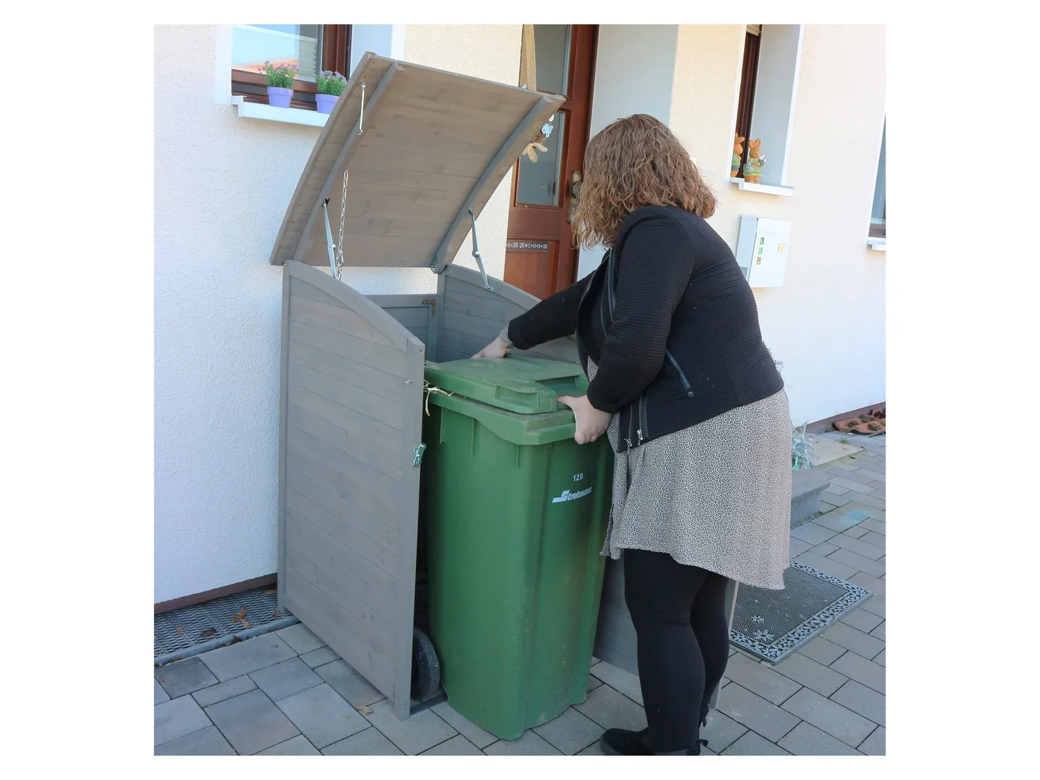 HABAU Cache-poubelle en bois, 120 L