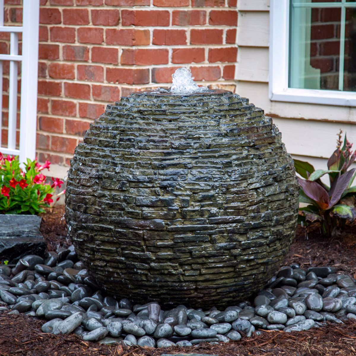 Aquascape 78288 Fiber - Resin Stacked Slate Sphere Fountain, Multicolor