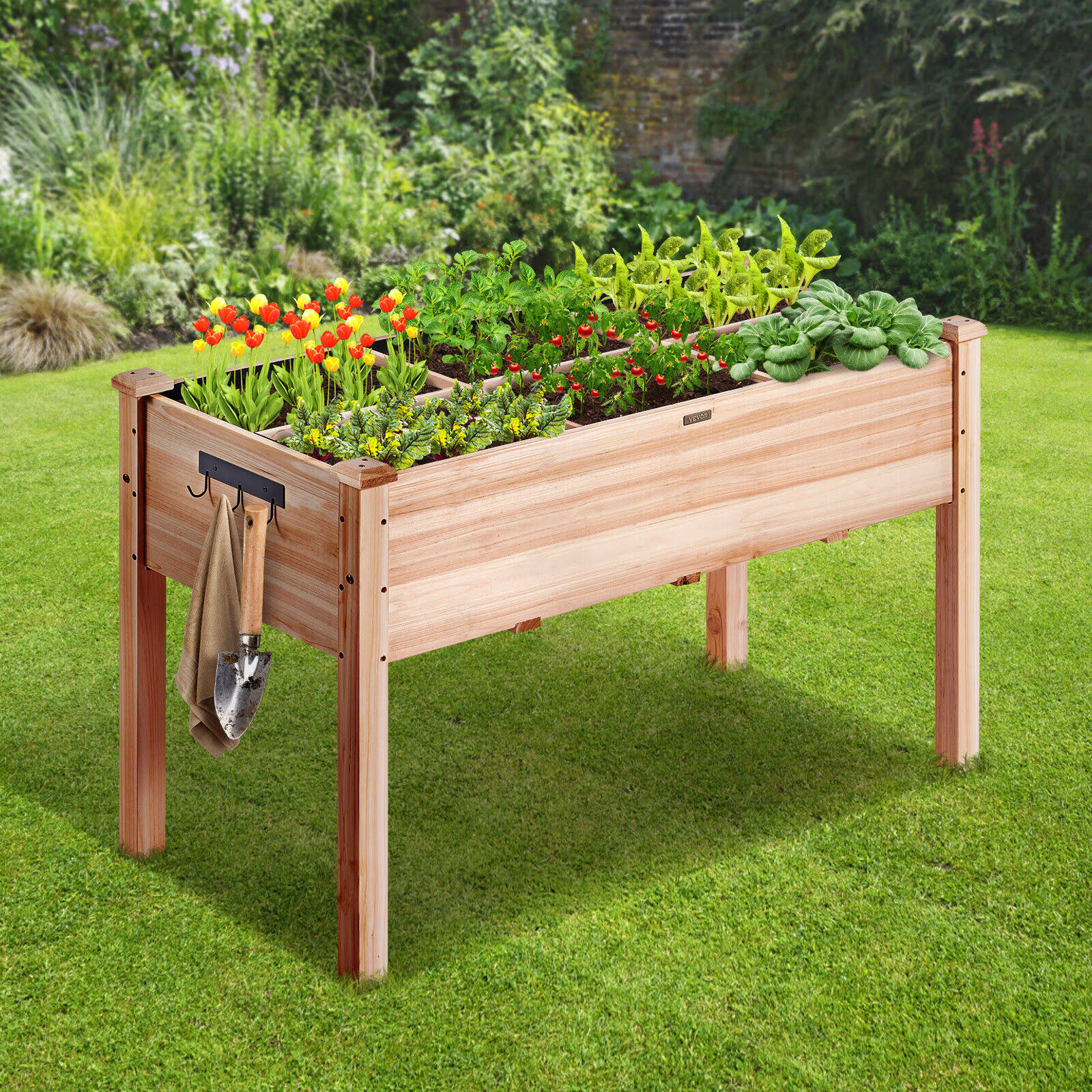 VEVOR Wooden Raised Garden Bed Planter Box 47.2x22.8x30