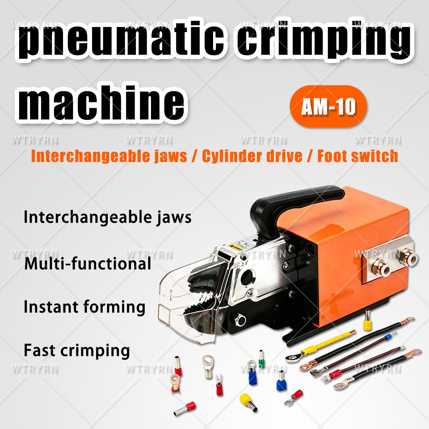Pneumatic Wire Crimper AM-10, Air Powered Crimping Machine, Compact & Sturdy, for Safe Daily Crimping Work