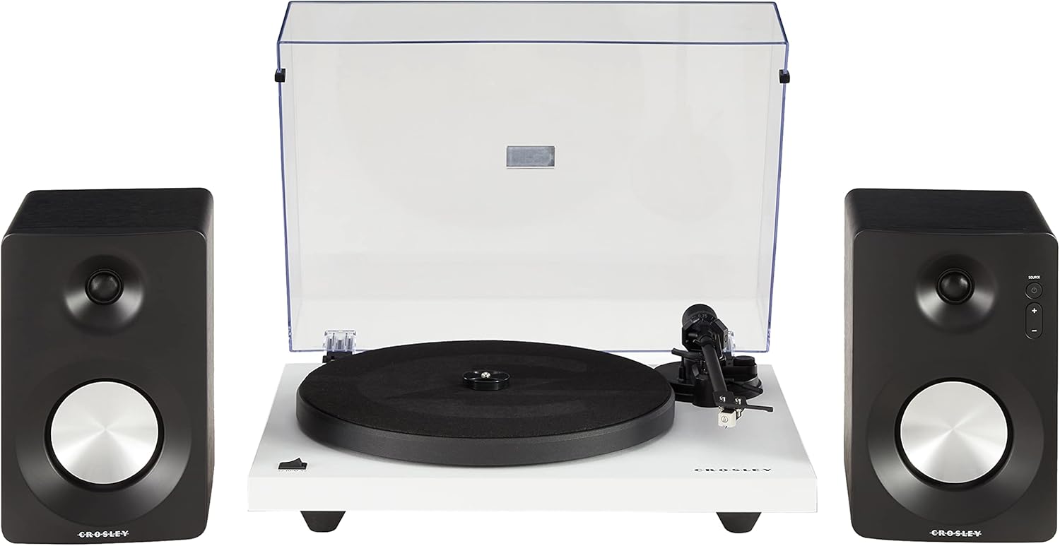 Crosley KT6101-WH Belt-Drive Bluetooth Turntable with Built-in Preamp and Included Speakers  White