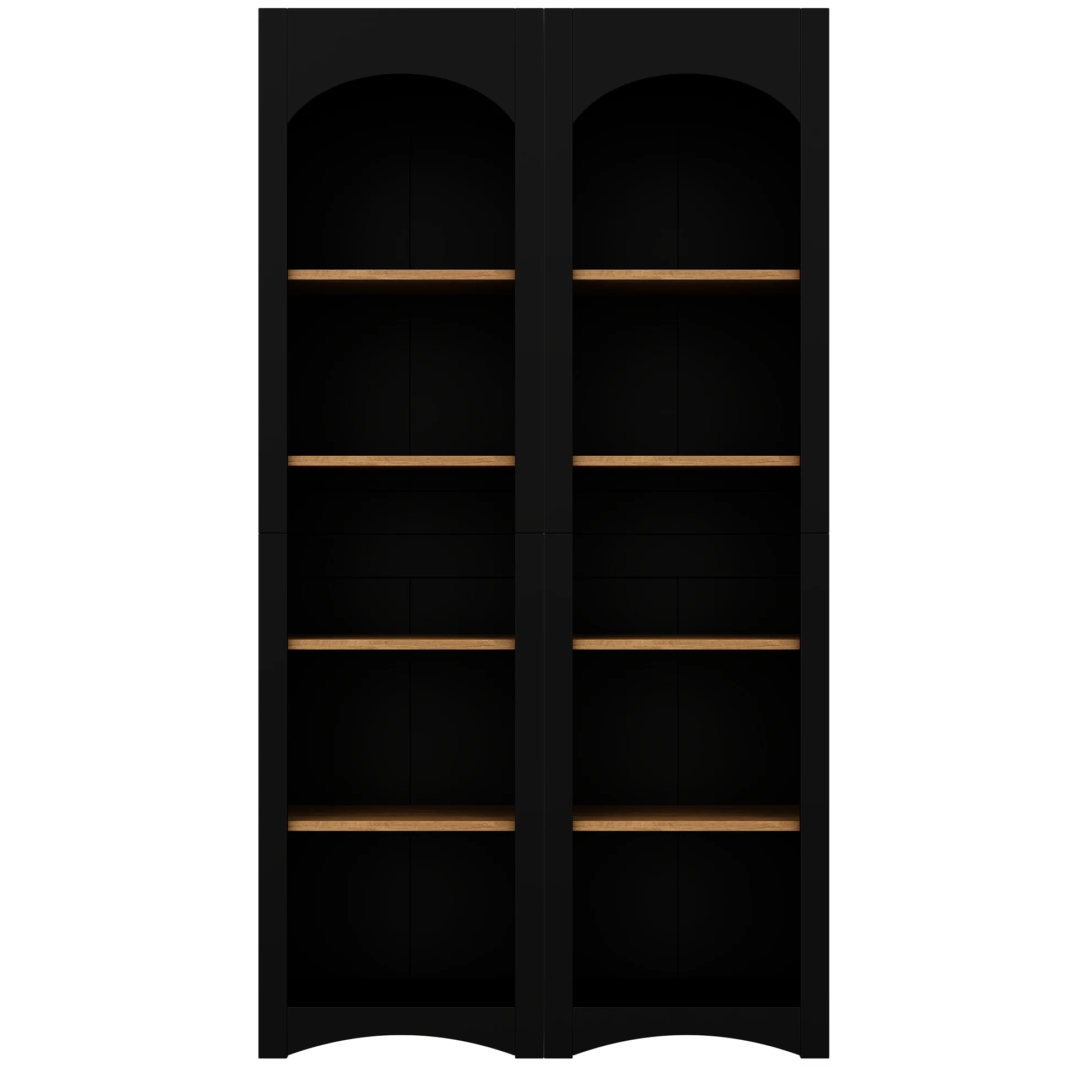 72"h Pantry Pair, 2 , Adjustable Shelves, , Black Finish 2 Bookcase , Cabinet With Vintage Style(Black) - Image 9